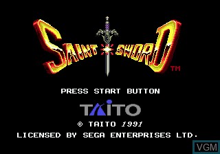 Title screen of the game Saint Sword on Sega Megadrive