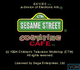 Title screen of the game Sesame Street Counting Cafe on Sega Megadrive