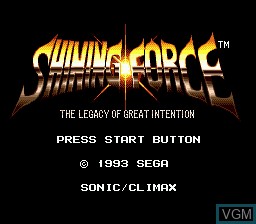 Title screen of the game Shining Force on Sega Megadrive