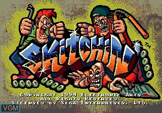 Title screen of the game Skitchin' on Sega Megadrive