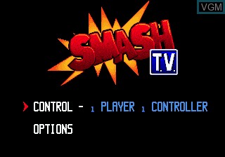 Title screen of the game Super Smash T.V. on Sega Megadrive