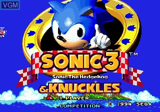 Title screen of the game Sonic and Knuckles & Sonic 3 on Sega Megadrive