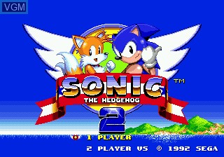 Title screen of the game Sonic the Hedgehog 2 on Sega Megadrive