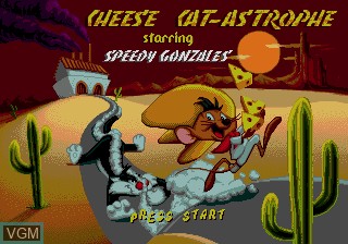 Title screen of the game Cheese Cat-Astrophe Starring Speedy Gonzales on Sega Megadrive