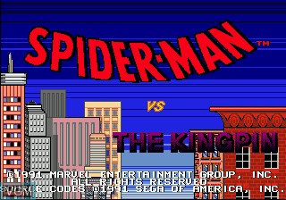 Title screen of the game Spider-Man vs The Kingpin on Sega Megadrive