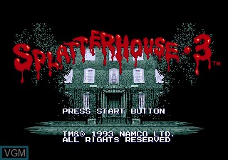 Title screen of the game Splatterhouse 3 on Sega Megadrive
