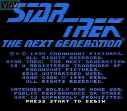 Title screen of the game Star Trek - The Next Generation - Echoes From the Past on Sega Megadrive