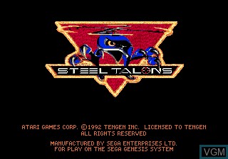 Title screen of the game Steel Talons on Sega Megadrive