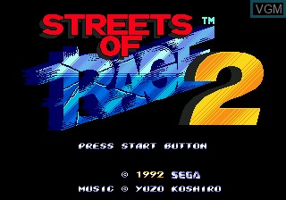 Title screen of the game Streets of Rage 2 on Sega Megadrive