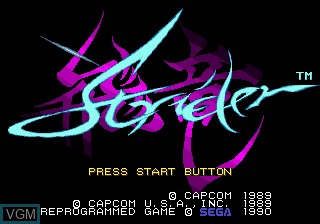 Title screen of the game Strider on Sega Megadrive