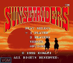 Title screen of the game Sunset Riders on Sega Megadrive