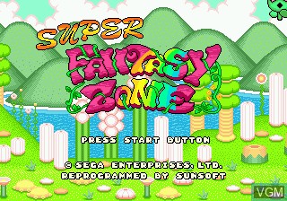Title screen of the game Super Fantasy Zone on Sega Megadrive