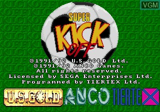 Title screen of the game Super Kick Off on Sega Megadrive