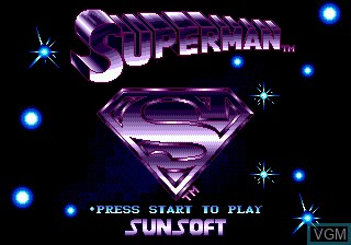 Title screen of the game Superman on Sega Megadrive