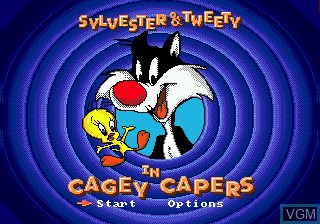 Title screen of the game Sylvester and Tweety in Cagey Capers on Sega Megadrive