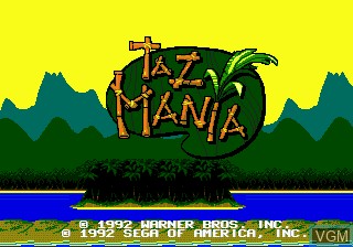 Title screen of the game Taz-Mania on Sega Megadrive