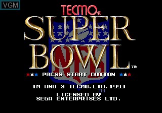 Title screen of the game Tecmo Super Bowl on Sega Megadrive