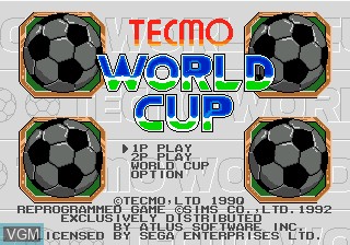 Title screen of the game Tecmo World Cup on Sega Megadrive