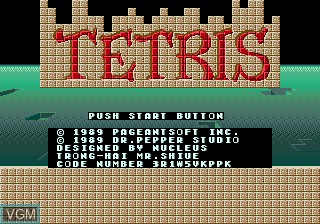 Title screen of the game Tetris on Sega Megadrive