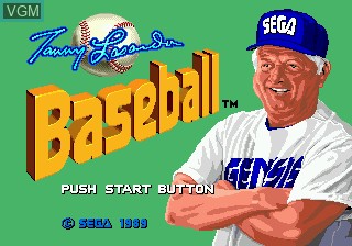 Title screen of the game Tommy Lasorda Baseball on Sega Megadrive