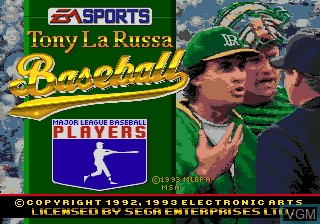 Title screen of the game Tony La Russa Baseball on Sega Megadrive