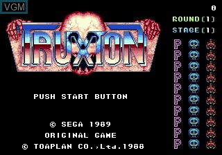 Title screen of the game Truxton on Sega Megadrive