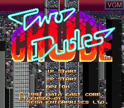 Title screen of the game Two Crude Dudes on Sega Megadrive