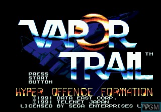 Title screen of the game Vapor Trail on Sega Megadrive
