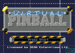Title screen of the game Virtual Pinball on Sega Megadrive
