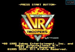 Title screen of the game VR Troopers on Sega Megadrive