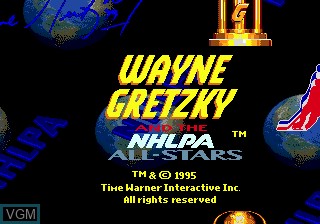 Title screen of the game Wayne Gretzky and the NHLPA All-Stars on Sega Megadrive