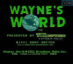 Title screen of the game Wayne's World on Sega Megadrive