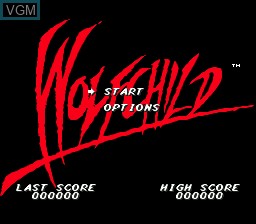 Title screen of the game Wolfchild on Sega Megadrive
