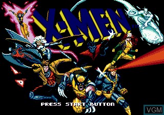 Title screen of the game X-Men on Sega Megadrive