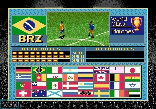 Menu screen of the game Champions World Class Soccer on Sega Megadrive
