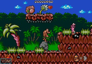 Menu screen of the game Chuck Rock on Sega Megadrive