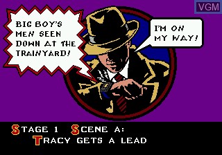 Menu screen of the game Dick Tracy on Sega Megadrive