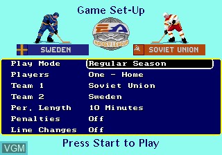 Menu screen of the game EA Sports Double Header on Sega Megadrive