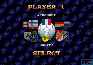 Menu screen of the game European Club Soccer on Sega Megadrive