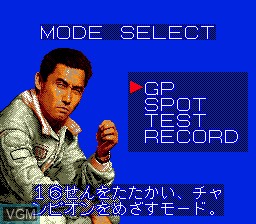 Menu screen of the game Nakajima Satoru Kanshuu F-1 Super License on Sega Megadrive