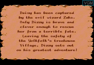 Menu screen of the game Fantastic Dizzy on Sega Megadrive