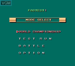 Menu screen of the game Fastest 1 on Sega Megadrive