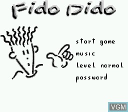 Menu screen of the game Fido Dido on Sega Megadrive