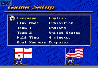 Menu screen of the game FIFA International Soccer on Sega Megadrive
