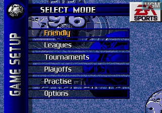 Menu screen of the game FIFA Soccer 96 on Sega Megadrive