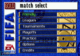Menu screen of the game FIFA Soccer 97 on Sega Megadrive