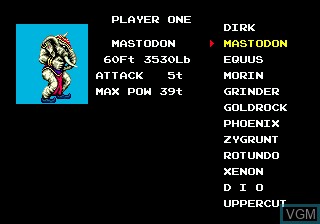 Menu screen of the game Fighting Masters on Sega Megadrive