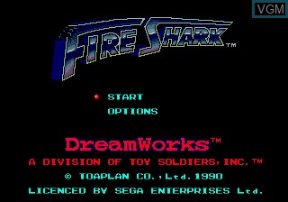 Menu screen of the game Fire Shark on Sega Megadrive