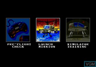 Menu screen of the game Gunship on Sega Megadrive