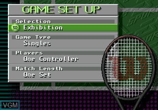 Menu screen of the game IMG International Tour Tennis on Sega Megadrive